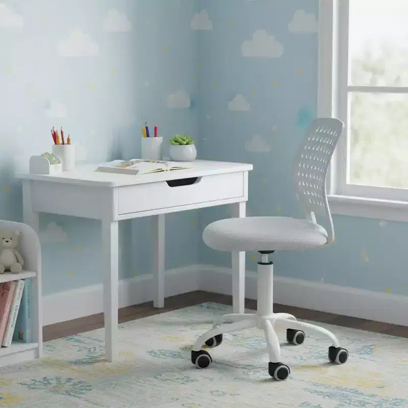 Chaise de bureau pivotante réglable pour enfants avec siège rembourré et roulettes