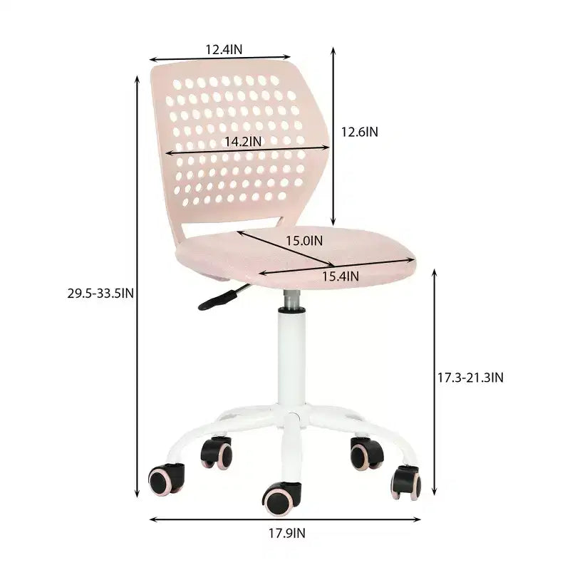 Chaise de bureau pivotante réglable pour enfants avec siège rembourré et roulettes