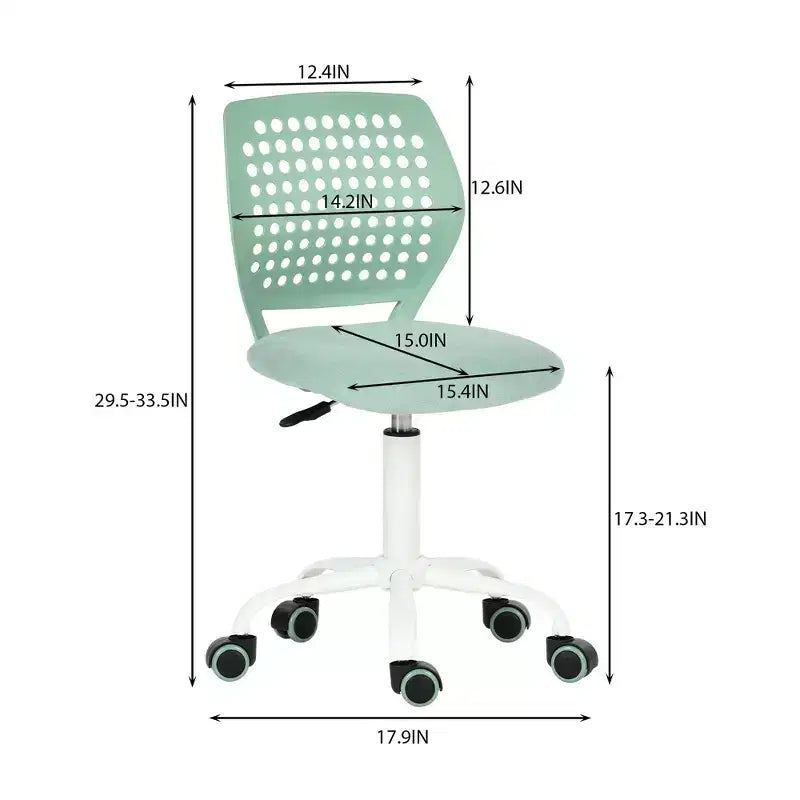 Chaise de bureau pivotante réglable pour enfants avec siège rembourré et roulettes