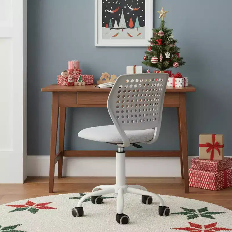 Chaise de bureau pivotante réglable pour enfants avec siège rembourré et roulettes