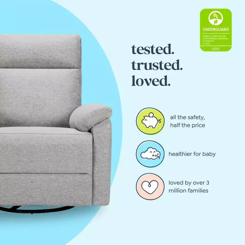 Fauteuil inclinable et planeur pivotant électroniques avec port de chargement USB, certifié GREENGUARD Gold
