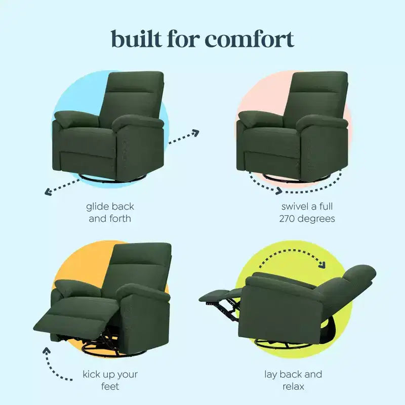 Fauteuil inclinable et planeur pivotant électroniques avec port de chargement USB, certifié GREENGUARD Gold