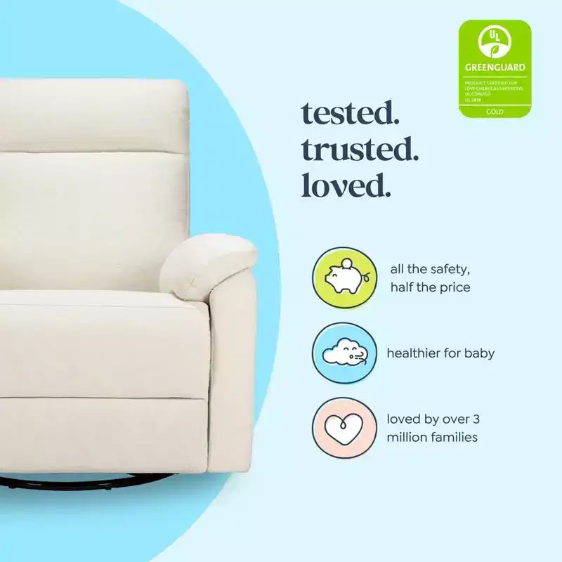 Fauteuil inclinable et planeur pivotant électroniques avec port de chargement USB, certifié GREENGUARD Gold