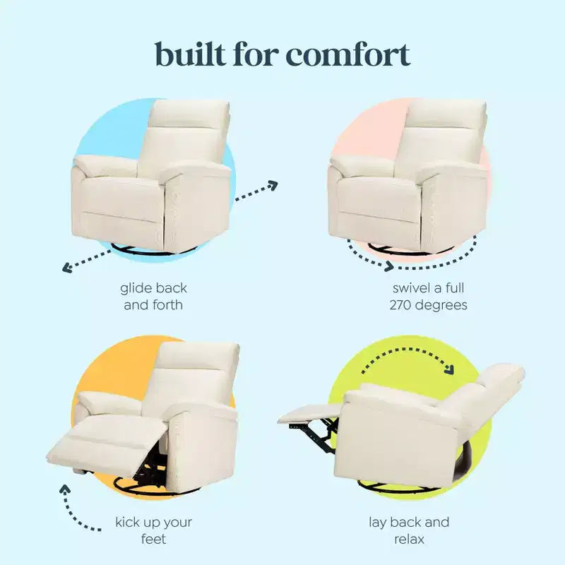 Fauteuil inclinable et planeur pivotant électroniques avec port de chargement USB, certifié GREENGUARD Gold