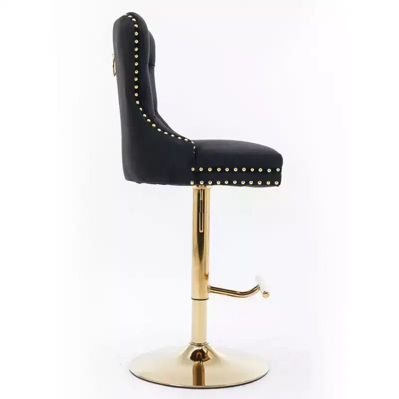 Lot de 2 tabourets de bar en velours réglables en hauteur et pivotants, tabourets de comptoir rembourrés pour bar à la maison et îlot de cuisine