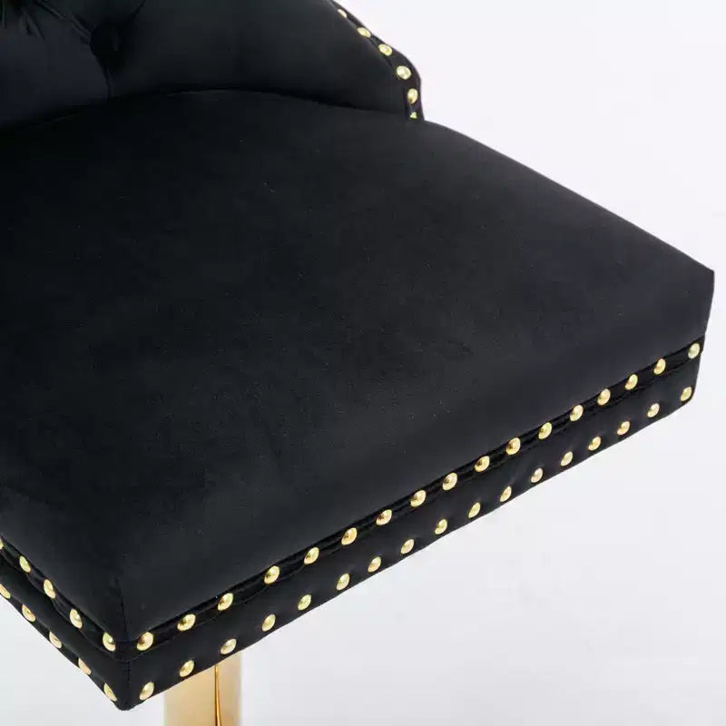 Lot de 2 tabourets de bar en velours réglables en hauteur et pivotants, tabourets de comptoir rembourrés pour bar à la maison et îlot de cuisine