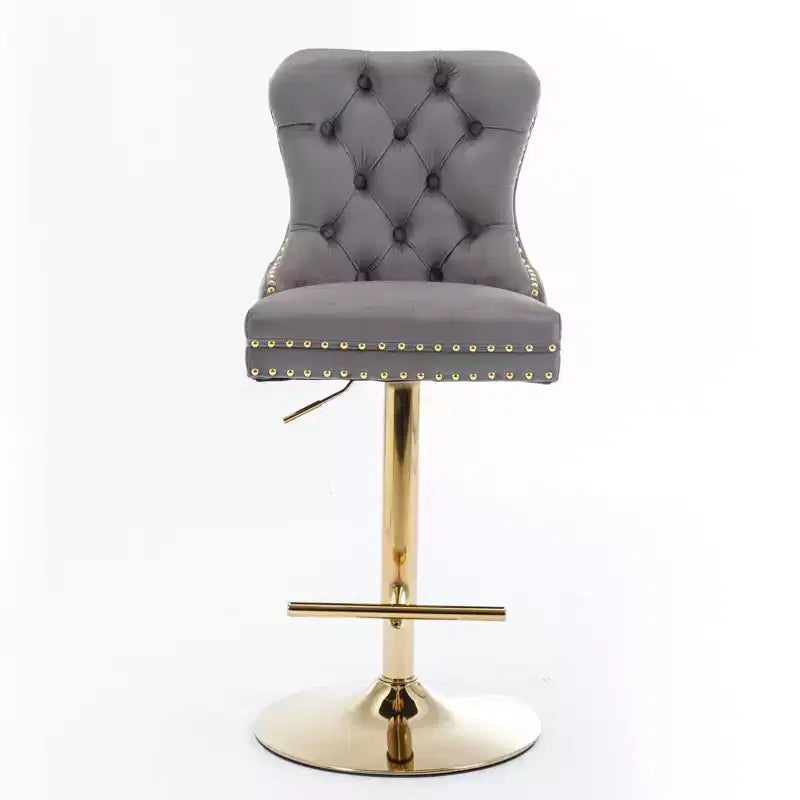 Lot de 2 tabourets de bar en velours réglables en hauteur et pivotants, tabourets de comptoir rembourrés pour bar à la maison et îlot de cuisine