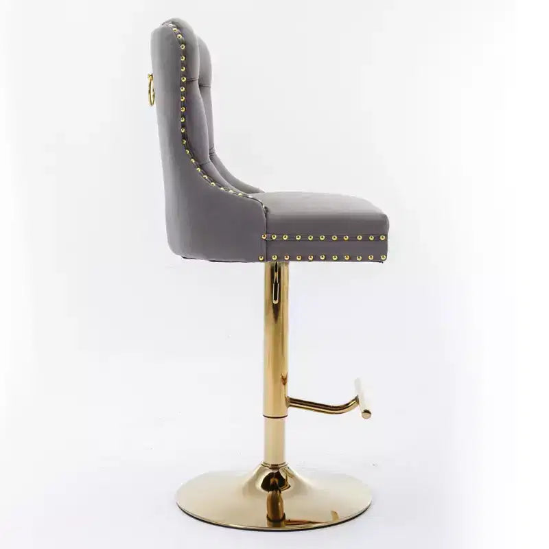 Lot de 2 tabourets de bar en velours réglables en hauteur et pivotants, tabourets de comptoir rembourrés pour bar à la maison et îlot de cuisine
