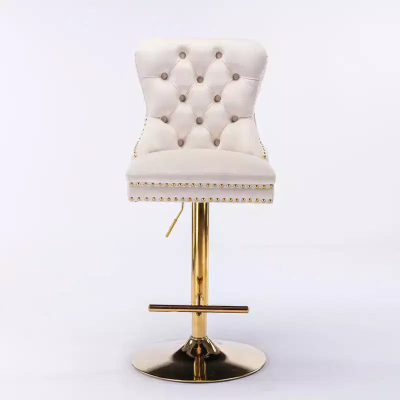 Lot de 2 tabourets de bar en velours réglables en hauteur et pivotants, tabourets de comptoir rembourrés pour bar à la maison et îlot de cuisine