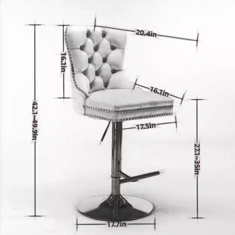 Lot de 2 tabourets de bar en velours réglables en hauteur et pivotants, tabourets de comptoir rembourrés pour bar à la maison et îlot de cuisine