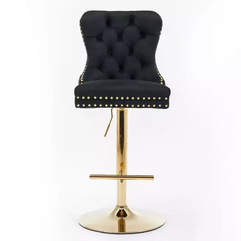 Lot de 2 tabourets de bar en velours réglables en hauteur et pivotants, tabourets de comptoir rembourrés pour bar à la maison et îlot de cuisine