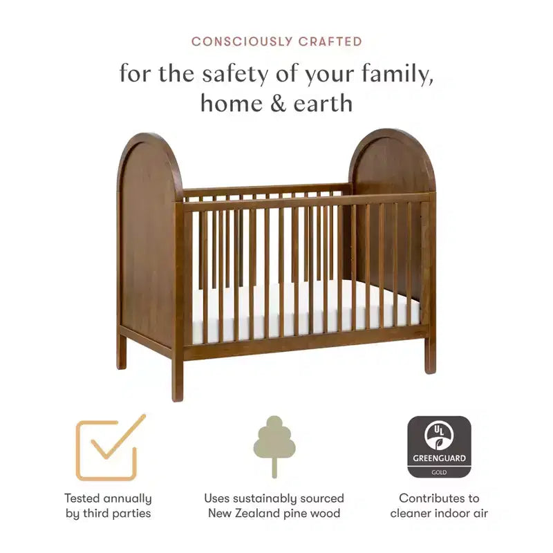 Lit de bébé convertible 3-en-1 avec kit de conversion en lit de tout-petit, en pin massif d'inspiration bohème, certifié GREENGUARD Gold