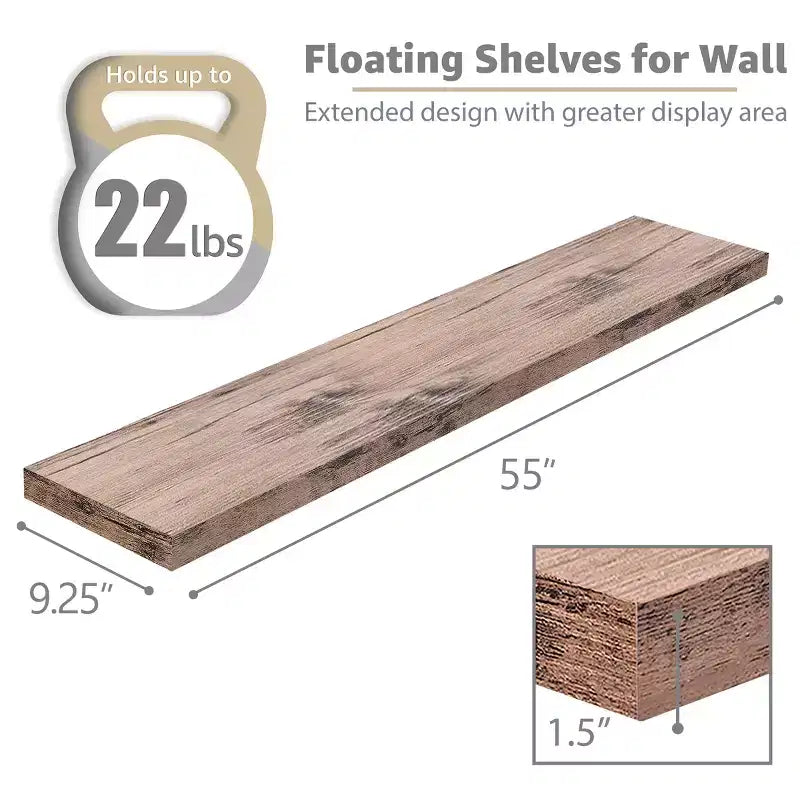 Lot de 3 étagères flottantes murales de 140 cm – pour salle de bain, chambre, cuisine, salon, rangement de livres