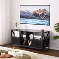 Meuble TV en Fer, Bois et Tissu – Grande Taille, Tiroirs en Tissu Élégants, Cadre Robuste en Fer et Bois, Rangement Spacieux, Design Moderne