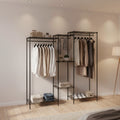 Costway Portable Wardrobe Convertible Clothes Organizer w/ L-shape & Horizontal Installation