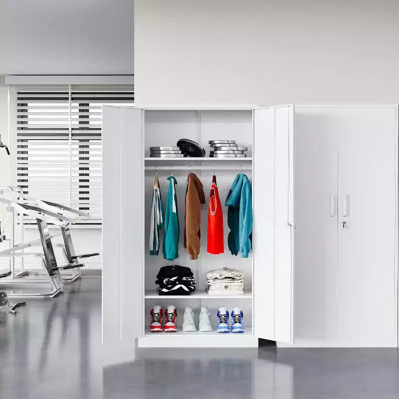 Armoire de rangement métallique de 183 cm avec porte verrouillable et tringle, montage requis
