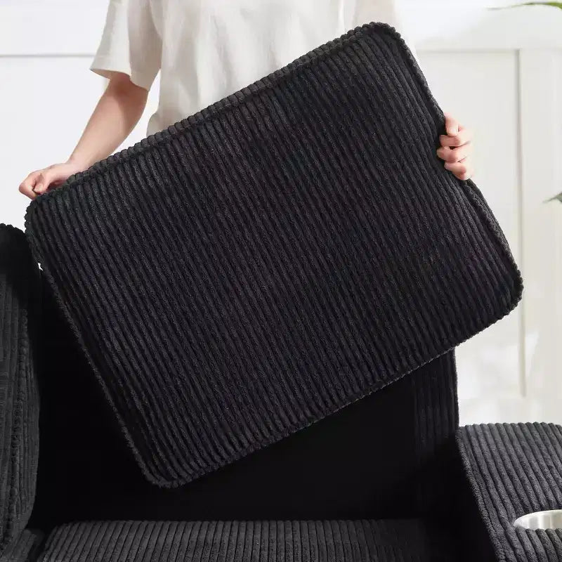 Canapé trois places en velours côtelé de 83 pouces avec porte-gobelets, canapé nuage moderne moelleux pour salons et appartements