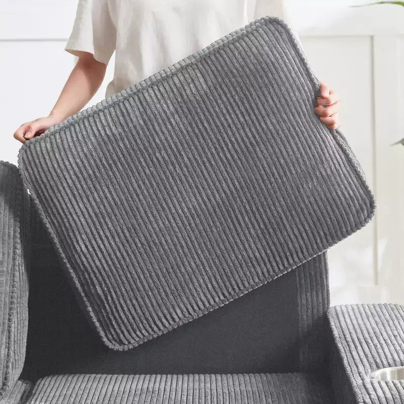 Canapé trois places en velours côtelé de 83 pouces avec porte-gobelets, canapé nuage moderne moelleux pour salons et appartements