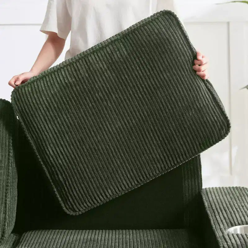 Canapé trois places en velours côtelé de 83 pouces avec porte-gobelets, canapé nuage moderne moelleux pour salons et appartements