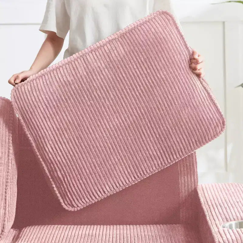 Canapé trois places en velours côtelé de 83 pouces avec porte-gobelets, canapé nuage moderne moelleux pour salons et appartements