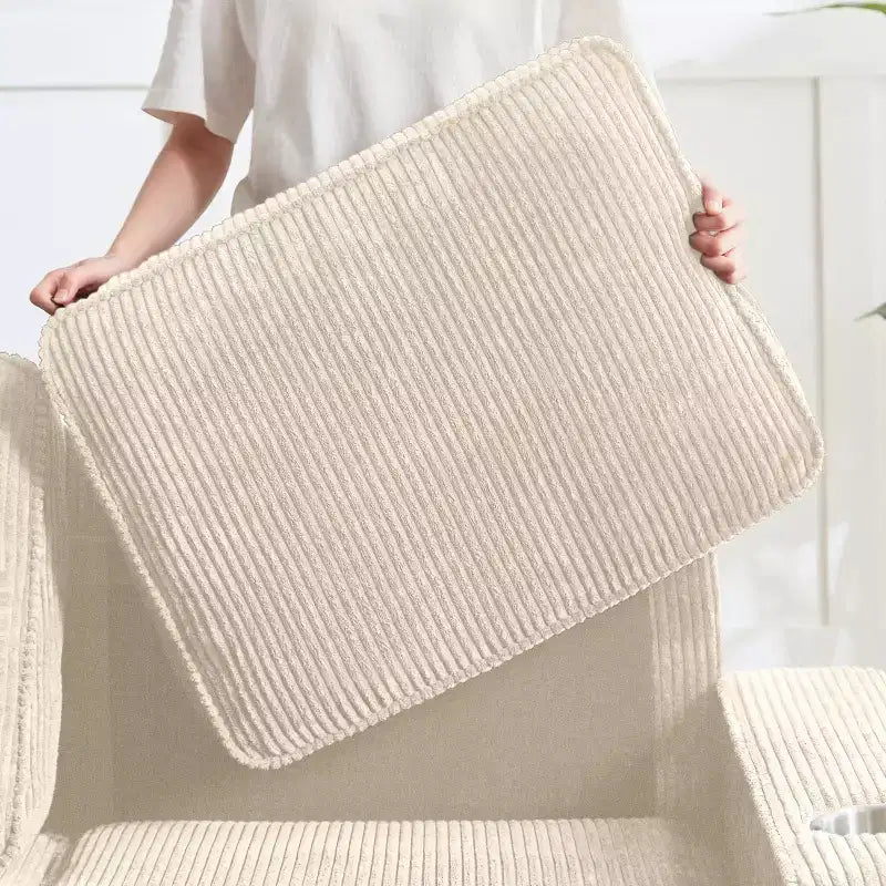 Canapé trois places en velours côtelé de 83 pouces avec porte-gobelets, canapé nuage moderne moelleux pour salons et appartements
