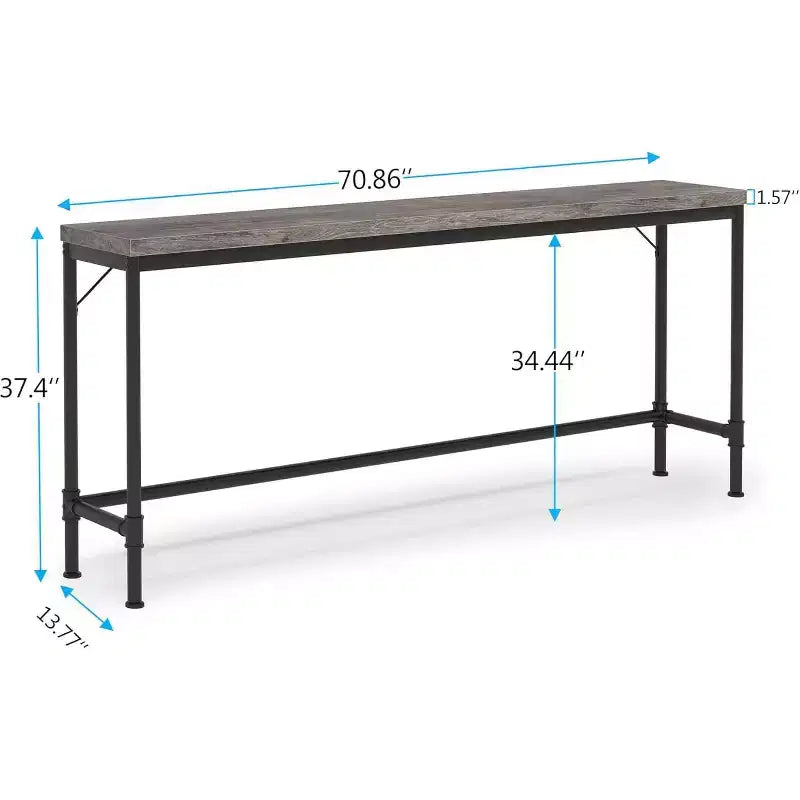 Table console extra longue de 180 cm, table d'appoint étroite pour entrée ou salon, style industriel gris rustique