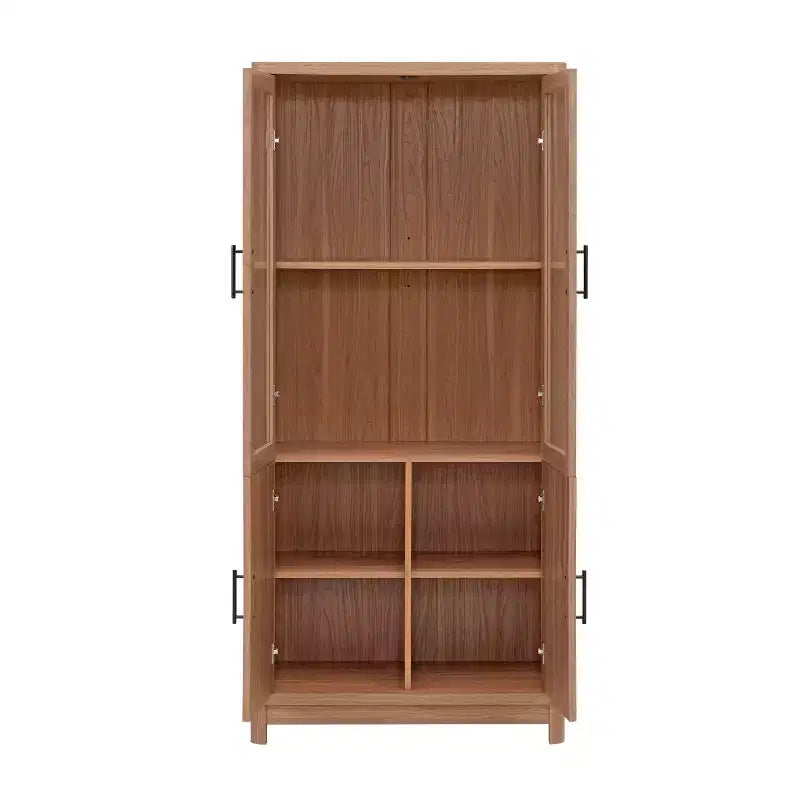 Bibliothèque mi-siècle moderne de 79 cm avec 2 portes vitrées et 6 étagères réglables