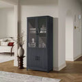 GDFStudio Aveline 31 Mid-Century Modern Bookcase Cabinet with 2 Glass Doors and 6 Adjustable Shelves