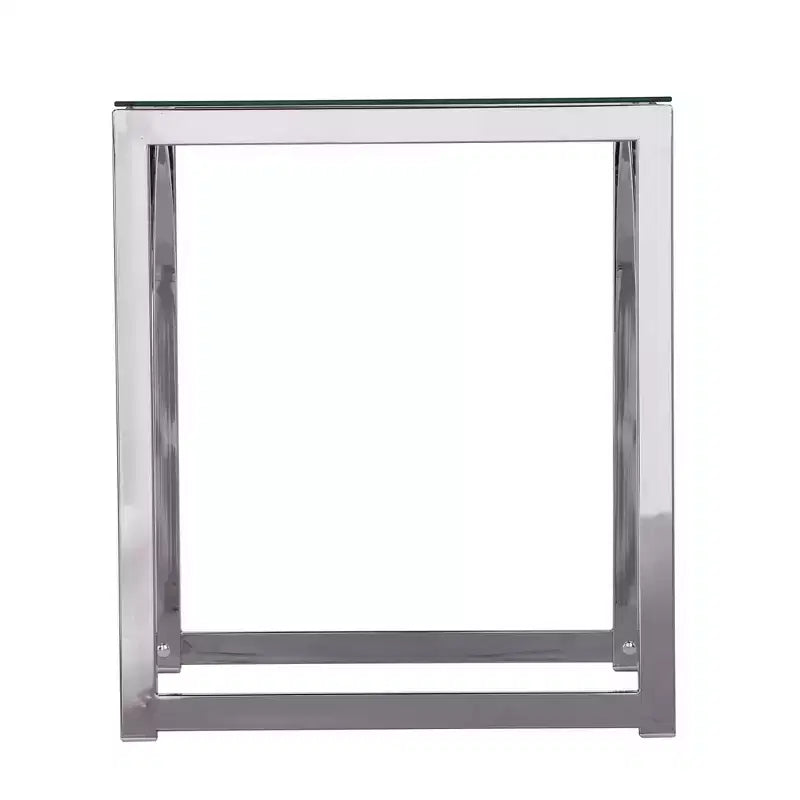 Table d'appoint carrée en verre chromé et fer de 22 pouces