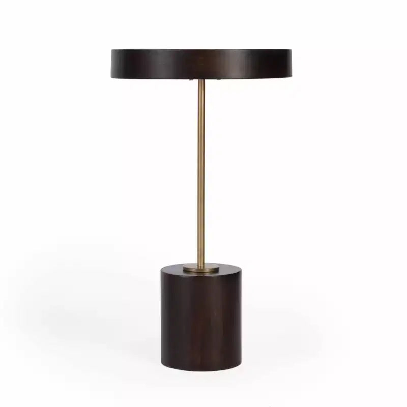 Table d'appoint ronde en bois massif, 22 pouces, noire et or rose