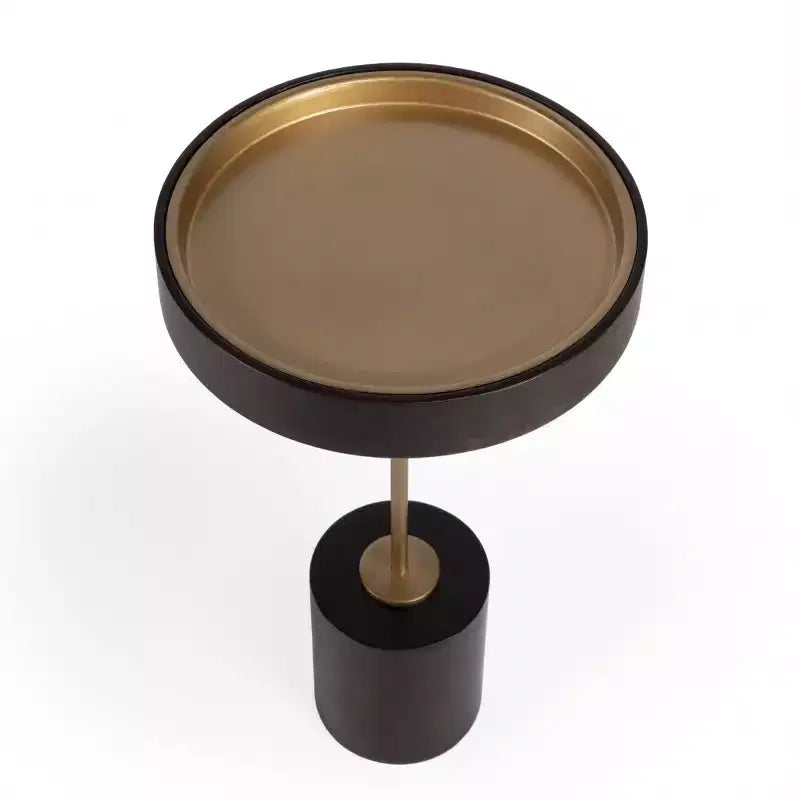 Table d'appoint ronde en bois massif, 22 pouces, noire et or rose