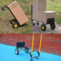Chariot plateforme industriel 2-en-1, diable robuste avec poignée télescopique et roues pivotantes verrouillables