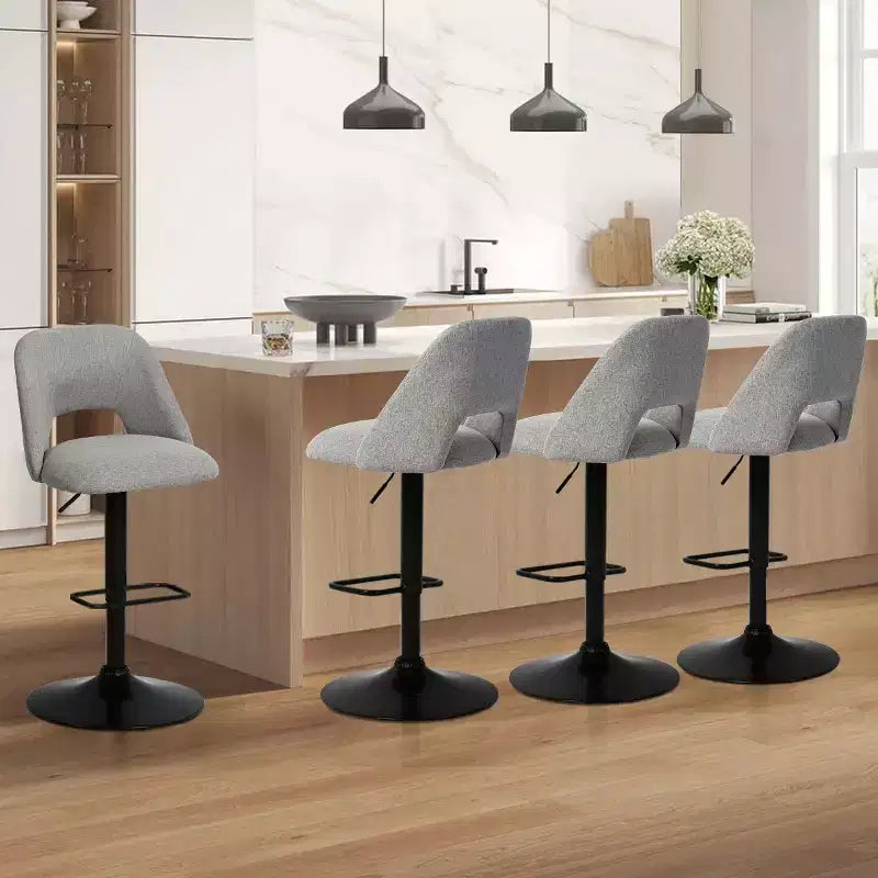 Lot de 2 tabourets de bar pivotants réglables, hauteur 61-81 cm, tabourets de comptoir rembourrés avec dossier et base noire