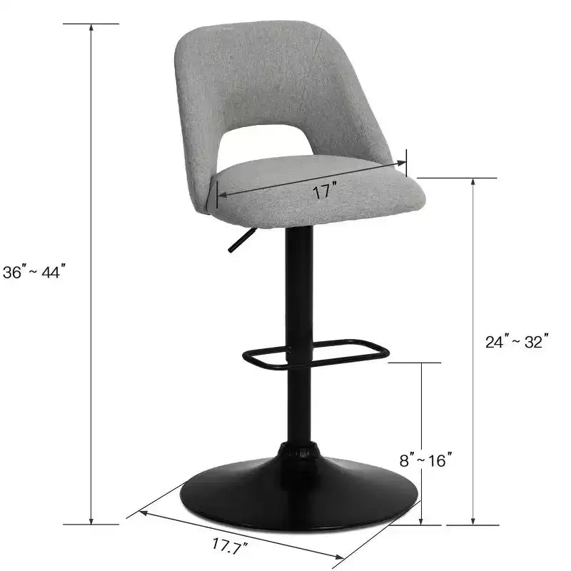 Lot de 2 tabourets de bar pivotants réglables, hauteur 61-81 cm, tabourets de comptoir rembourrés avec dossier et base noire