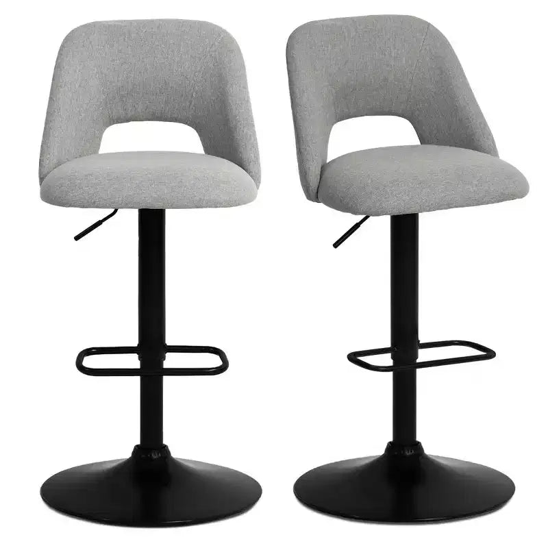 Lot de 2 tabourets de bar pivotants réglables, hauteur 61-81 cm, tabourets de comptoir rembourrés avec dossier et base noire