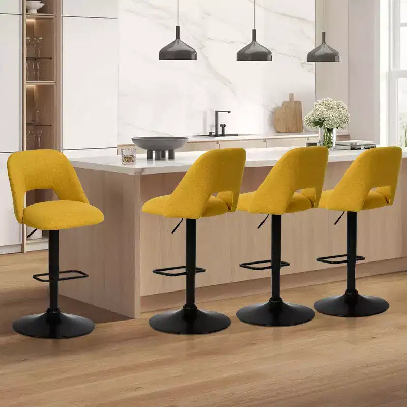 Lot de 2 tabourets de bar pivotants réglables, hauteur 61-81 cm, tabourets de comptoir rembourrés avec dossier et base noire
