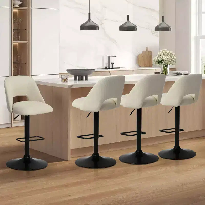 Lot de 2 tabourets de bar pivotants réglables, hauteur 61-81 cm, tabourets de comptoir rembourrés avec dossier et base noire