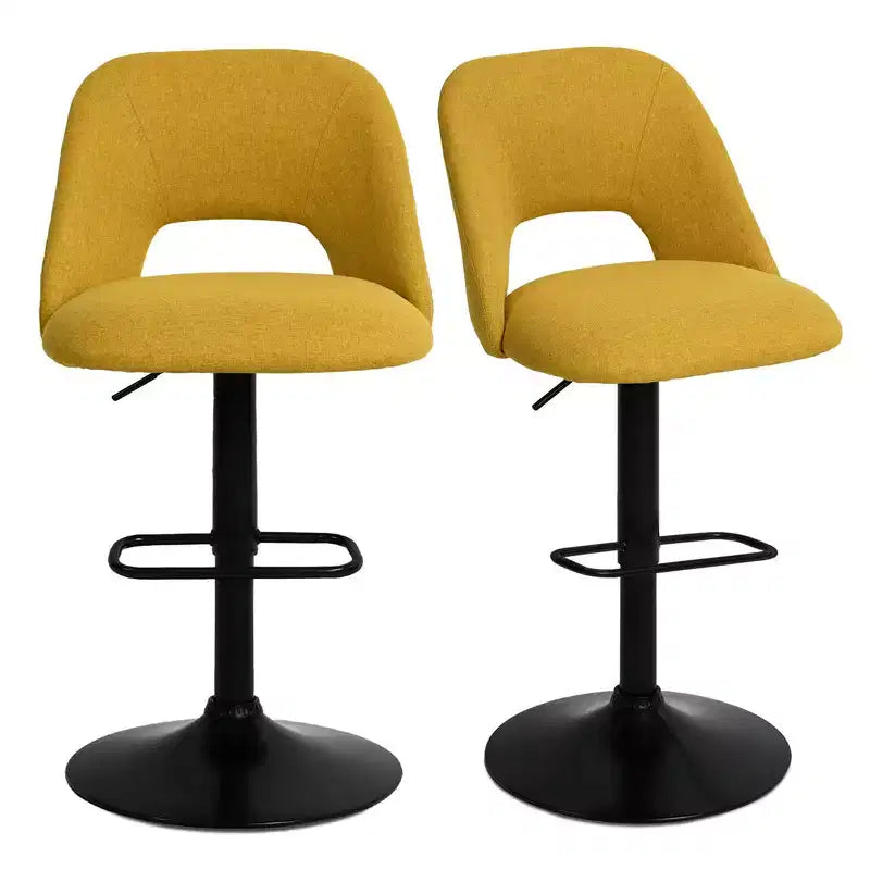 Lot de 2 tabourets de bar pivotants réglables, hauteur 61-81 cm, tabourets de comptoir rembourrés avec dossier et base noire