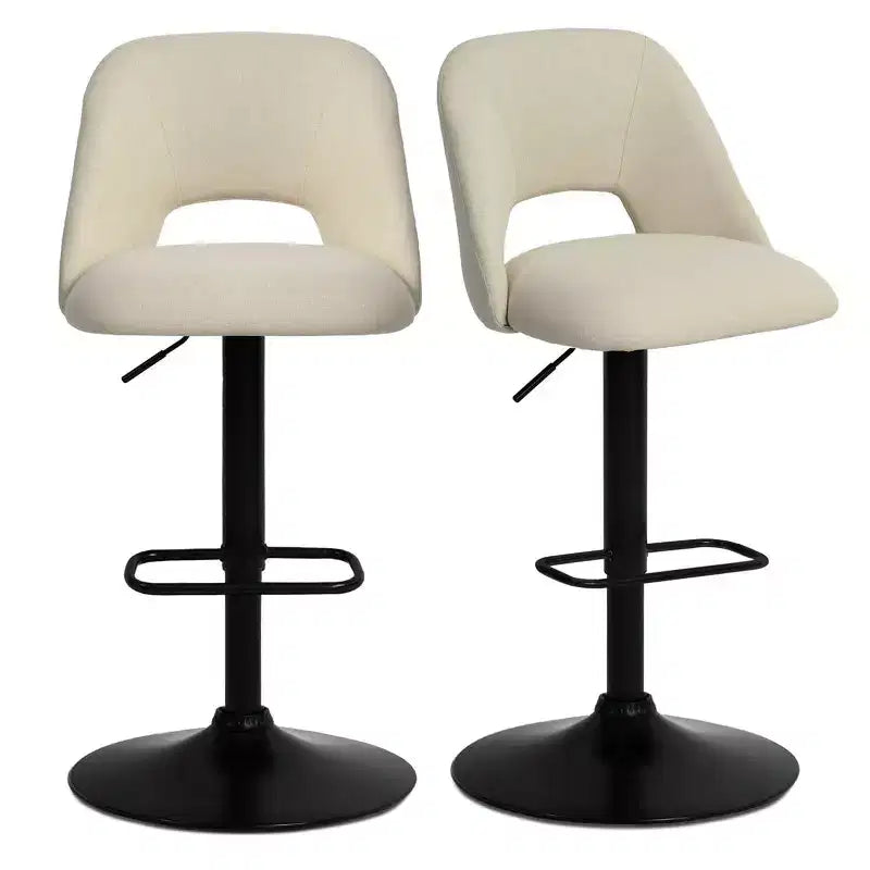 Lot de 2 tabourets de bar pivotants réglables, hauteur 61-81 cm, tabourets de comptoir rembourrés avec dossier et base noire