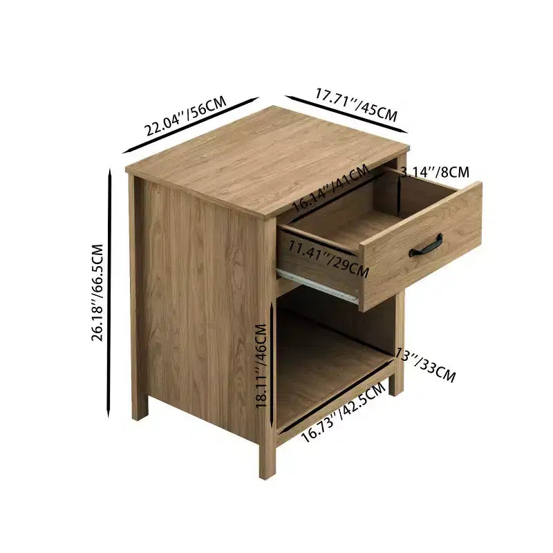 Table de chevet minimaliste avec tiroir et étagère ouverte, Table de nuit moderne pour chambre à coucher ou salon