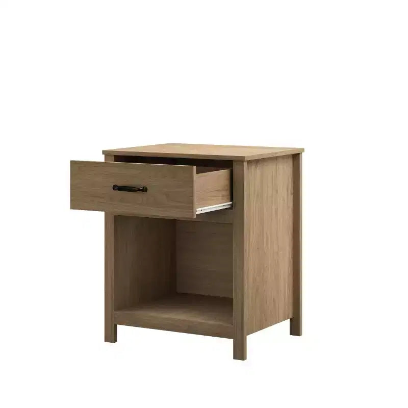 Table de chevet minimaliste avec tiroir et étagère ouverte, Table de nuit moderne pour chambre à coucher ou salon