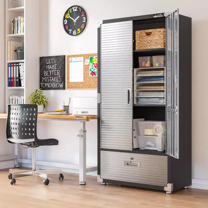Armoire de rangement en acier robuste avec tiroir inférieur, 36 larg. x 18 prof. x 72 haut.