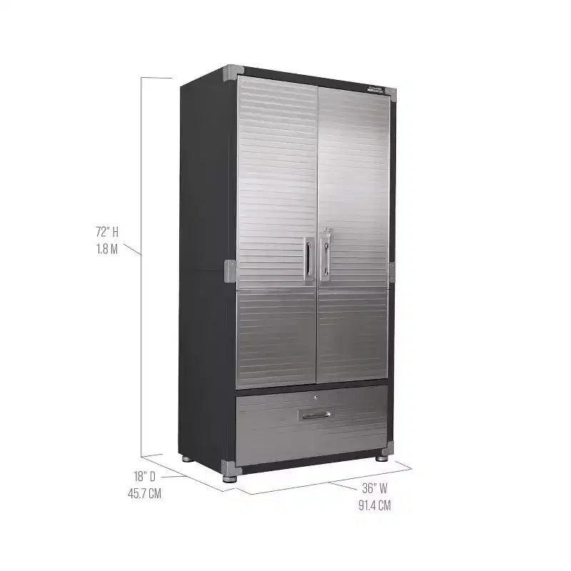 Armoire de rangement en acier robuste avec tiroir inférieur, 36 larg. x 18 prof. x 72 haut.