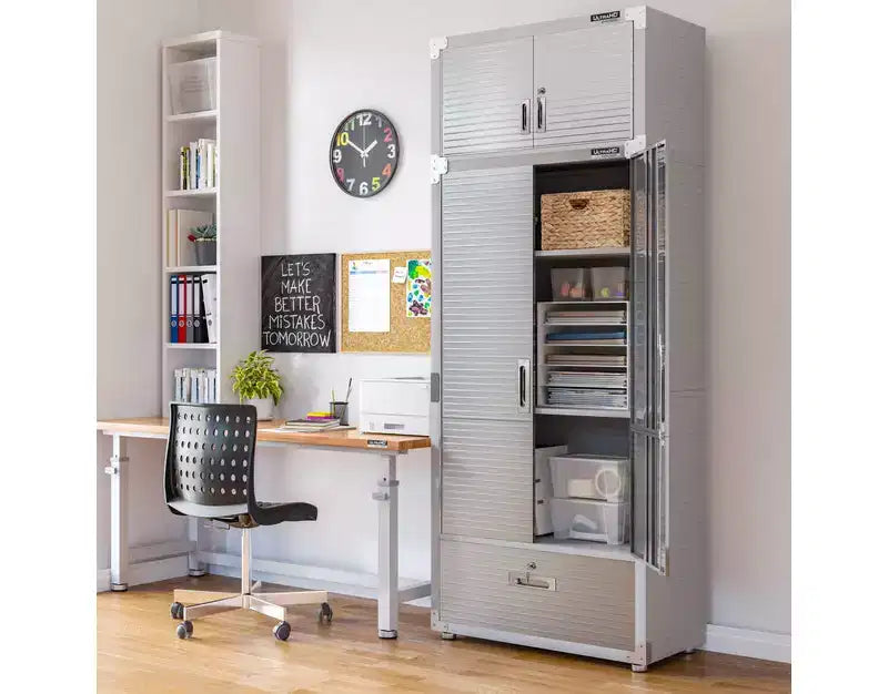 Armoire de rangement en acier robuste avec tiroir inférieur, 36 larg. x 18 prof. x 72 haut.