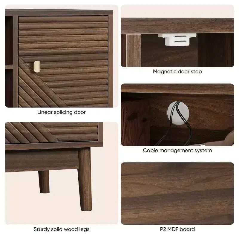 Meuble TV de style moderne du milieu du siècle de 43 pouces, console média avec rangement pour téléviseurs jusqu'à 45 pouces