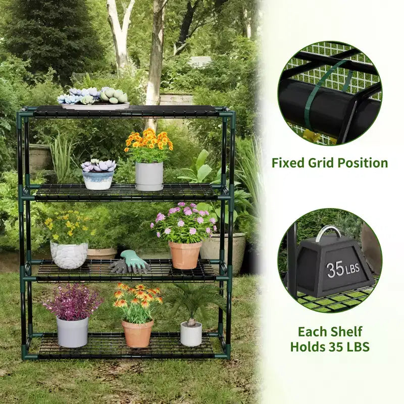 Étagère à plantes d'extérieur robuste à 3 niveaux pour serres, 15,8 kg par étagère, 30P x 87,6L x 103,6H cm
