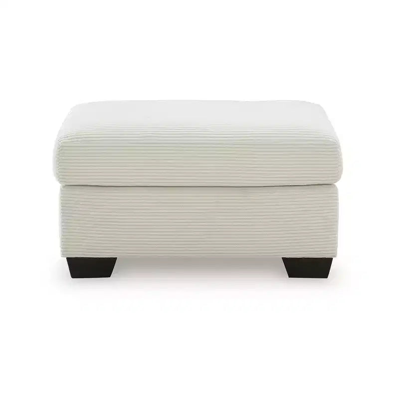 Ottoman en polyester cordé, ivoire – Accent moderne avec cadre à assemblage tenon-mortaise