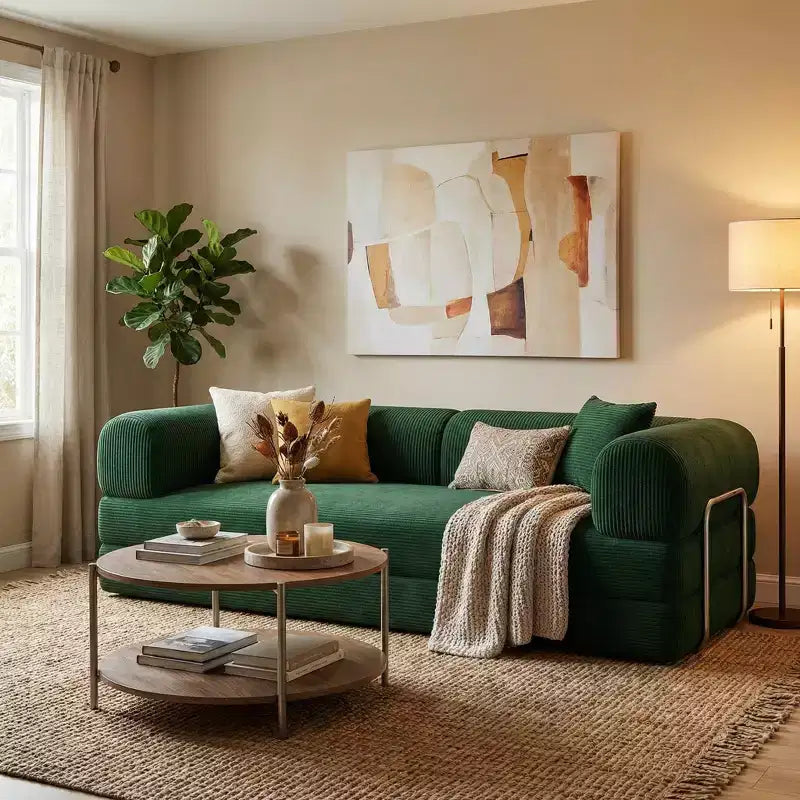 Canapé-lit convertible moderne avec couchage gigogne, canapé rembourré à assise profonde pour salon, chambre d'amis ou appartement