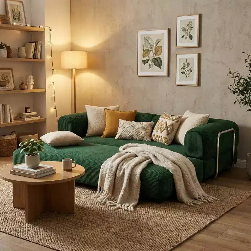 Canapé-lit convertible moderne avec couchage gigogne, canapé rembourré à assise profonde pour salon, chambre d'amis ou appartement