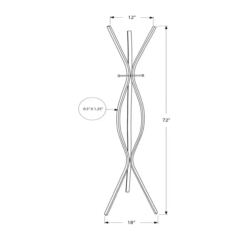 Porte-manteau autoportant en métal de 183 cm avec 3 patères, arbre d'entrée design vague